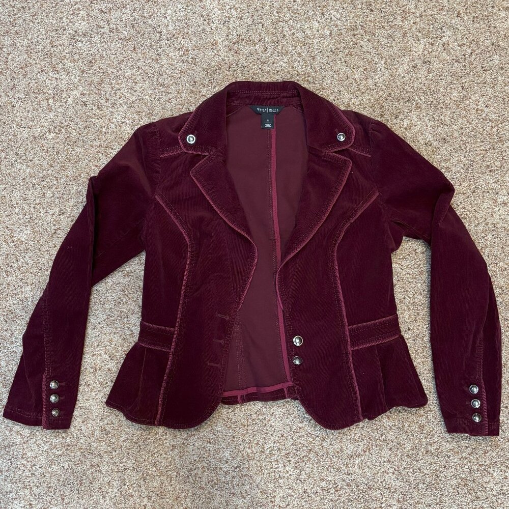 White House | Black Market Women's Burgundy Corduroy Blazer - Size 6